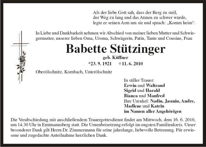 Frau Babette Stützinger
