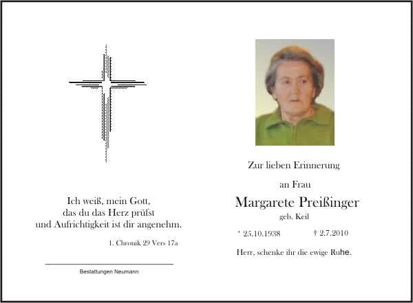 Frau Margarete Preißinger