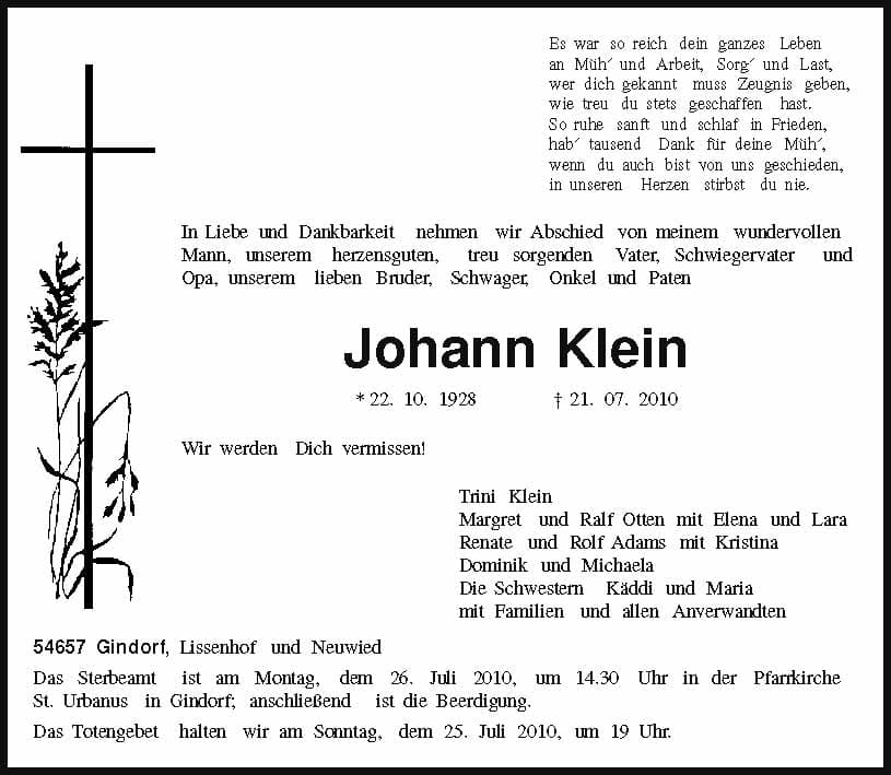 Herr Johann Klein