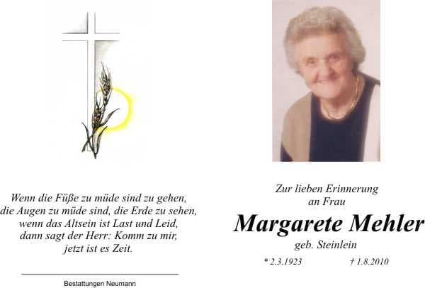 Frau Margarete Mehler
