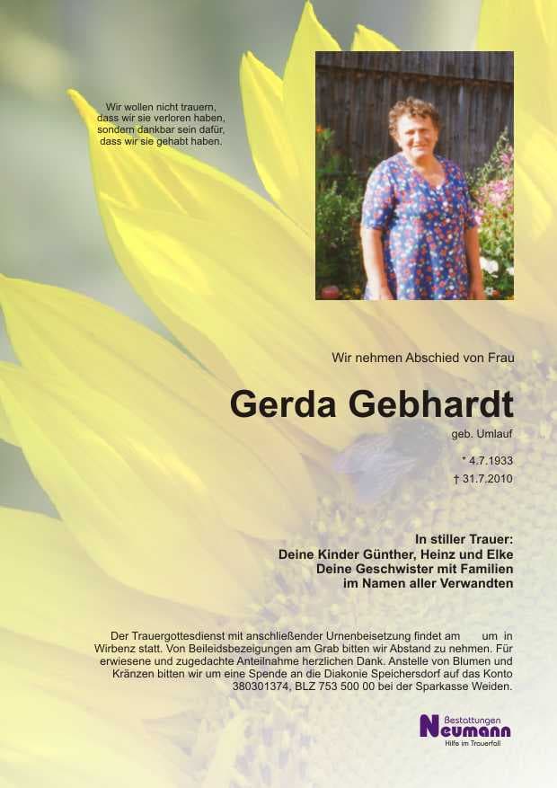 Frau Gerda Gebhardt
