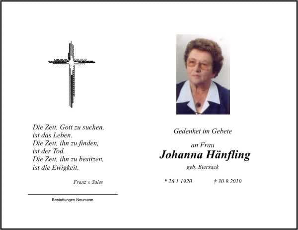 Frau Johanna Hänfling