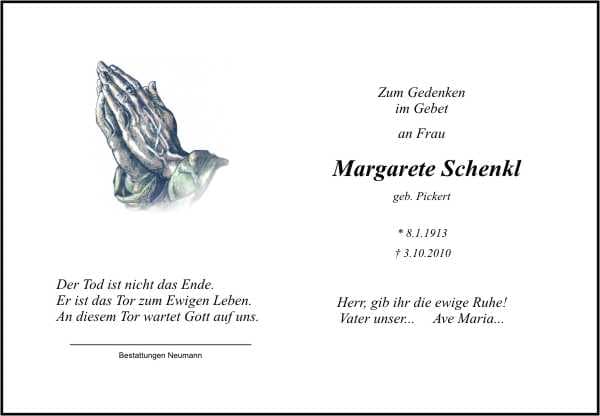 Frau Margarete Schenkl