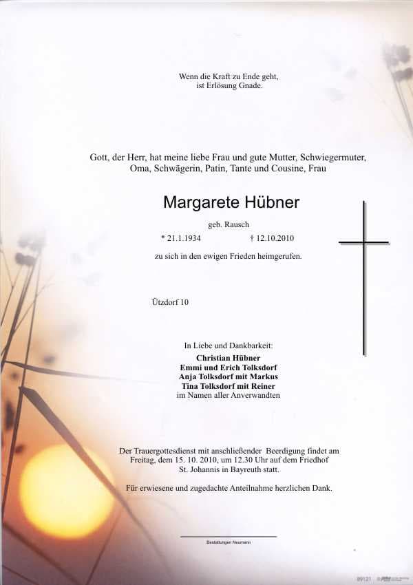 Frau Margarete Hübner