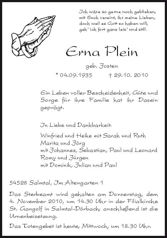 Frau Erna Plein