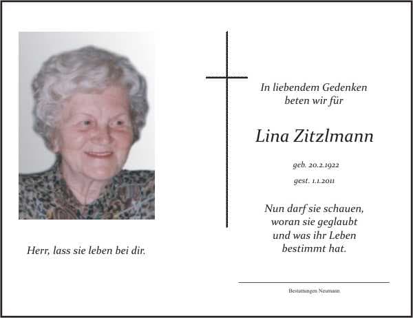 Frau Lina Zitzlmann