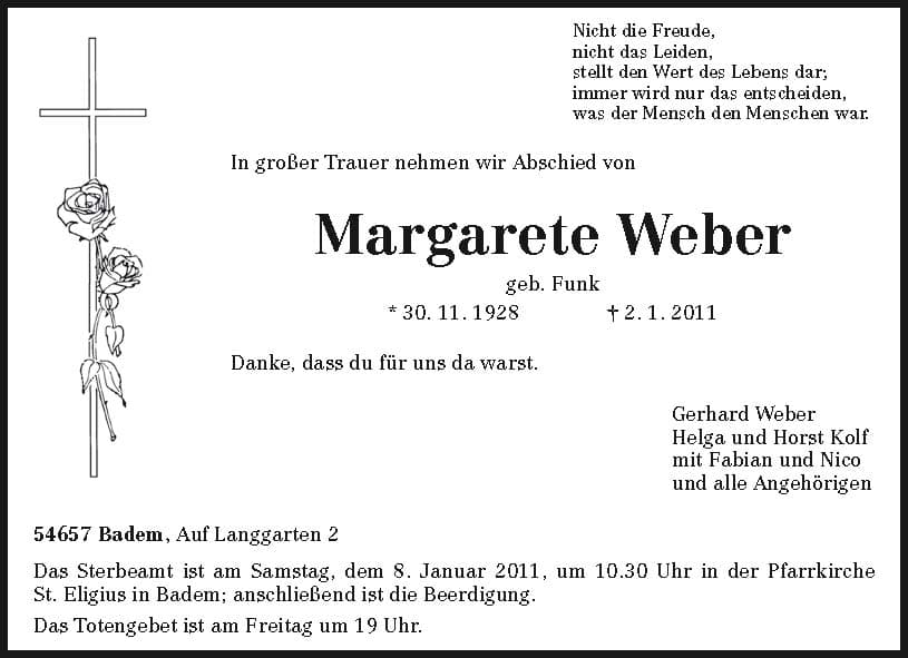 Frau Margarete Weber