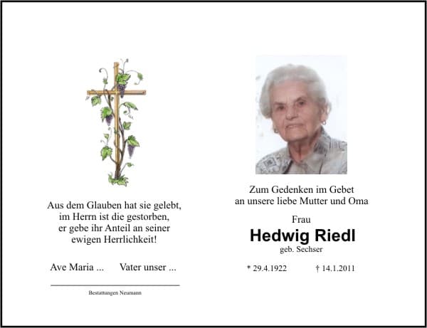 Frau Hedwig Riedl
