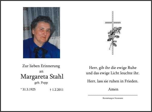 Frau Margareta Stahl