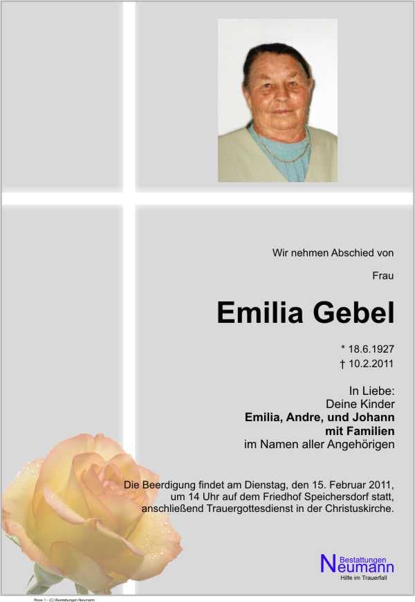 Frau Emilia Gebel