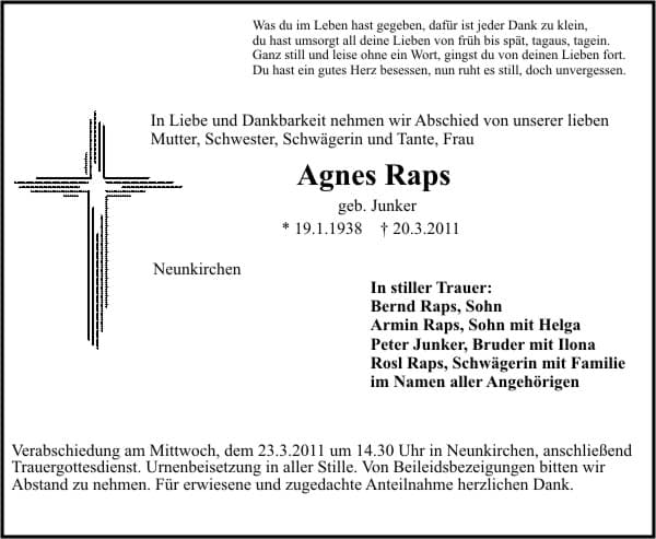 Frau Agnes Raps