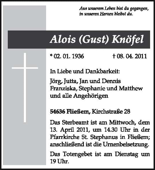 Herr Alois (Gust) Knöfel