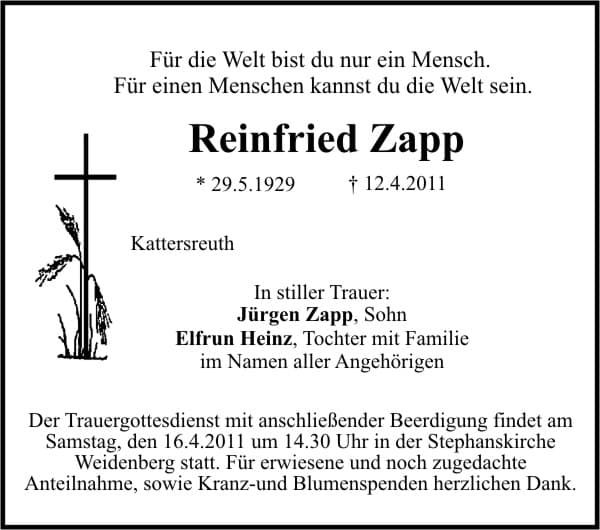 Herr Reinfried Zapp