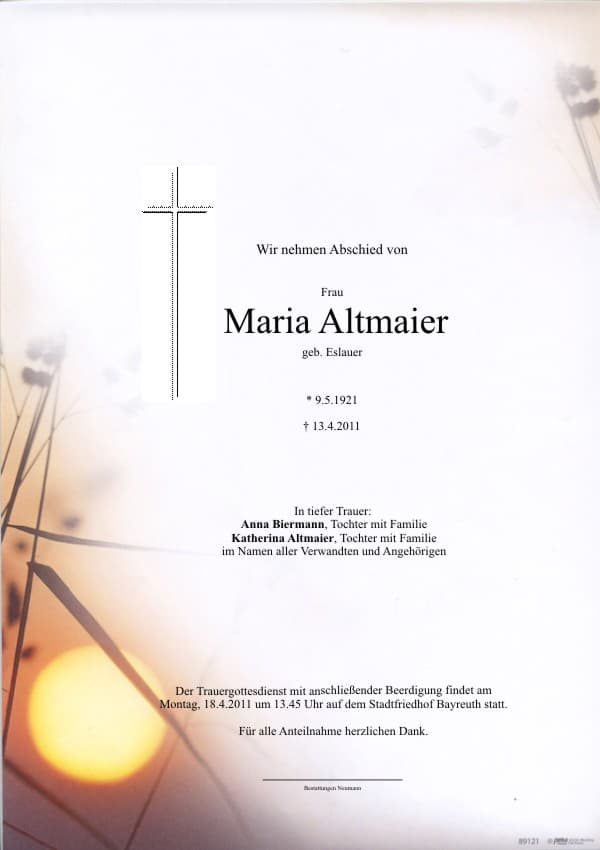 Frau Maria Altmaier
