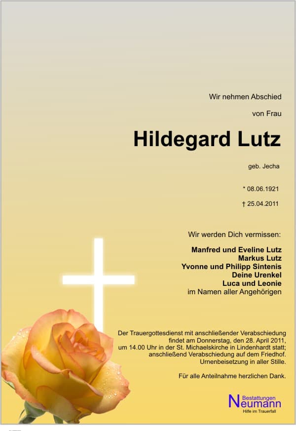 Frau Hildegard Lutz