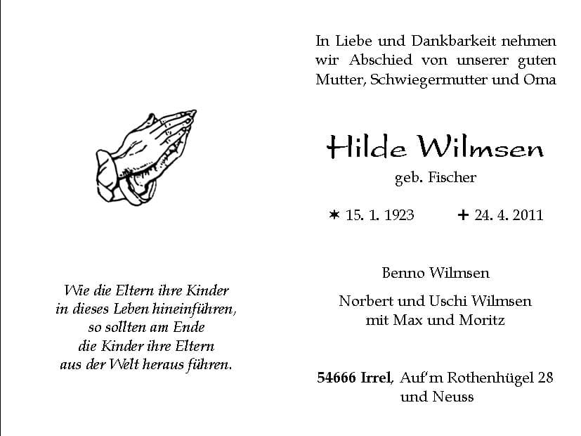Frau Hilde Wilmsen