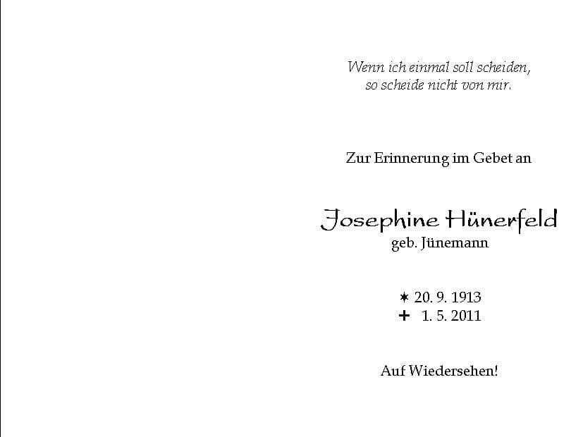 Frau Josephine Hünerfeld