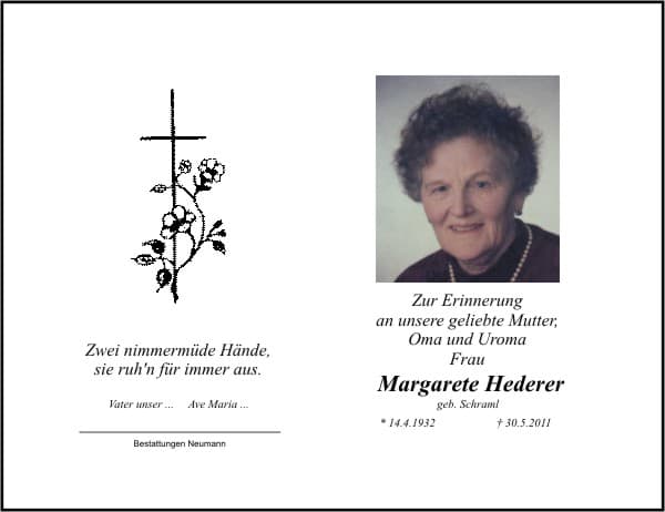 Frau Margarete Hederer