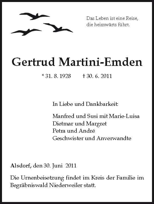 Frau Gertrud Martini-Emden