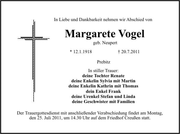 Frau Margarete Vogel