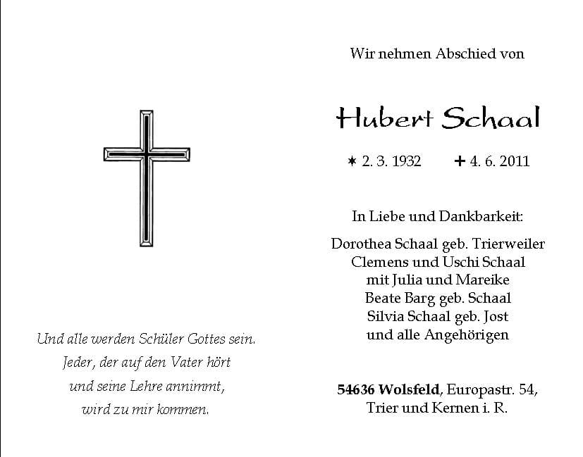 Herr Hubert Schaal