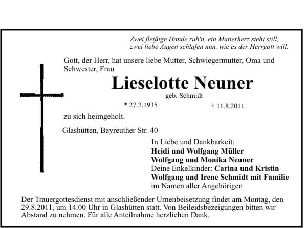 Frau Lieselotte Neuner