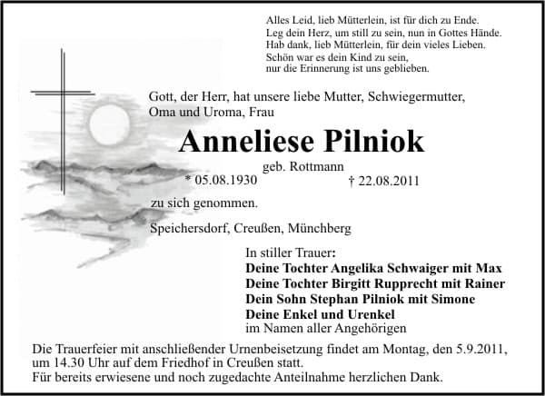 Frau Anneliese Pilniok