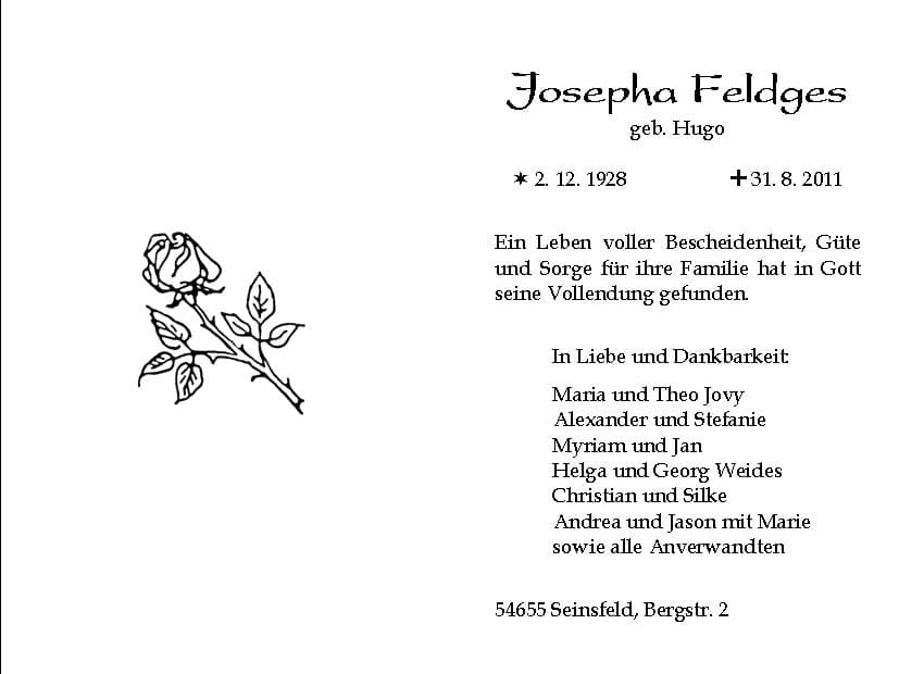Frau Josepha Feldges