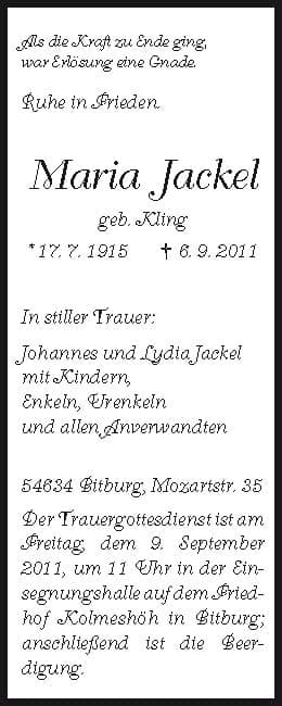 Frau Maria Jackel