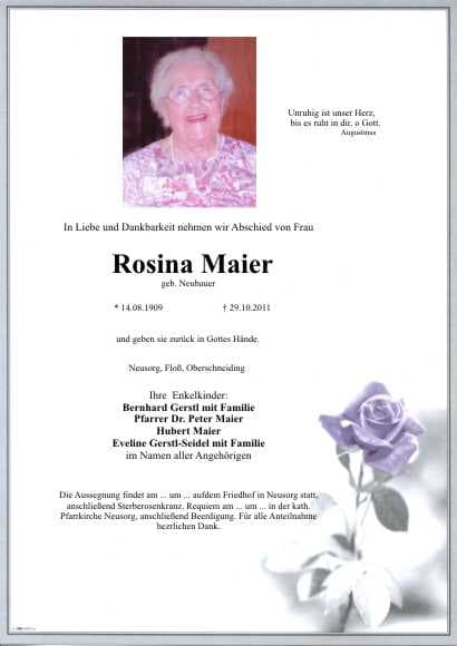 Frau Rosina Maier