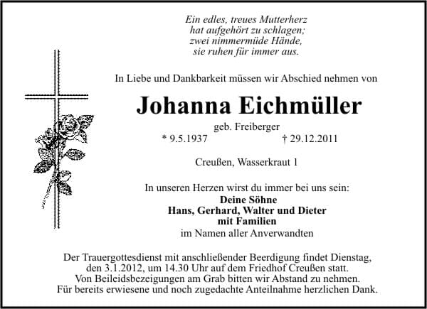 Frau Johanna Eichmüller