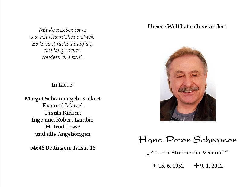 Herr Hans-Peter (Pit) Schramer