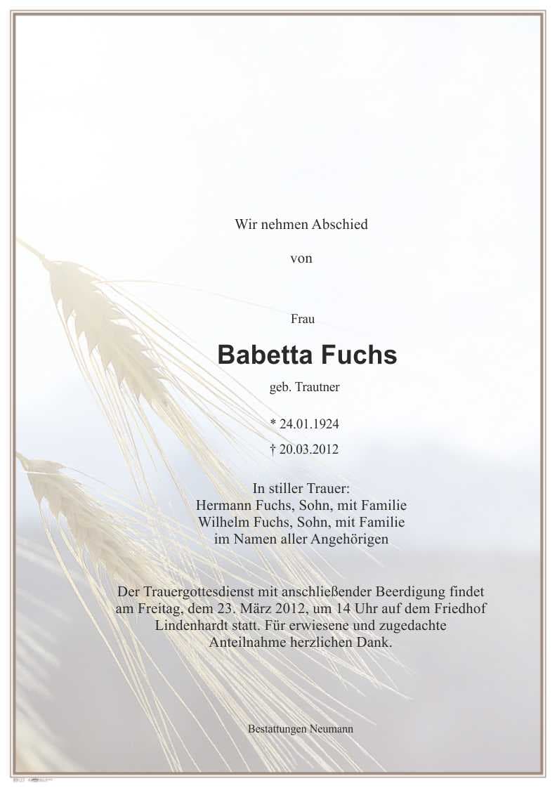 Frau Babetta Fuchs