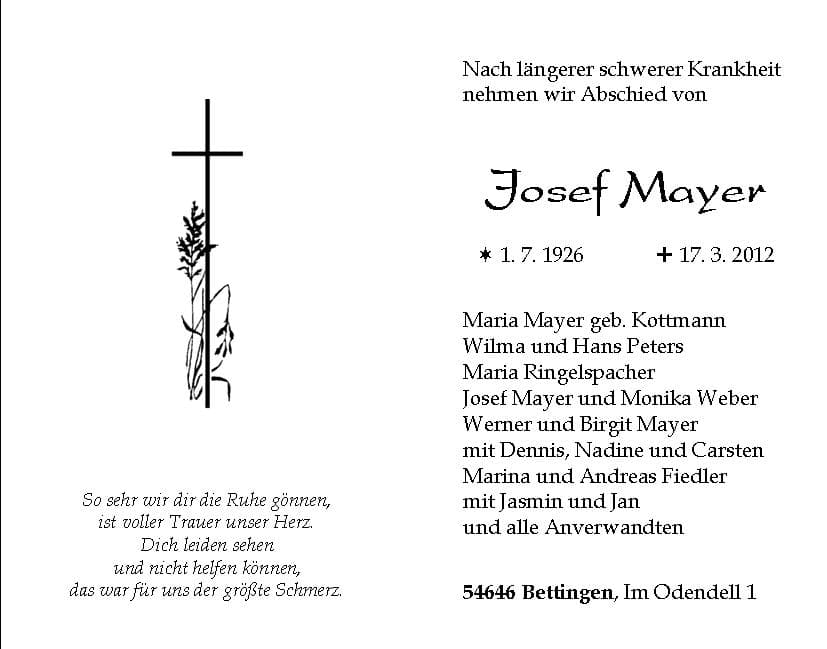 Herr Josef Mayer