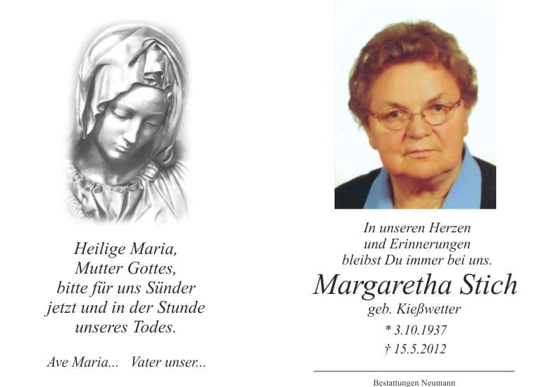 Frau Margaretha Stich