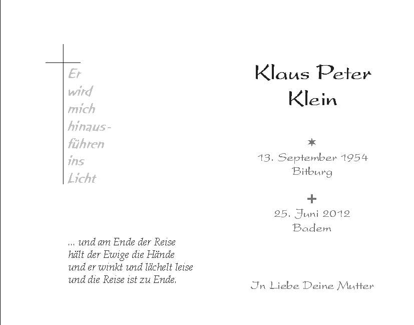 Herr Klaus Peter Klein