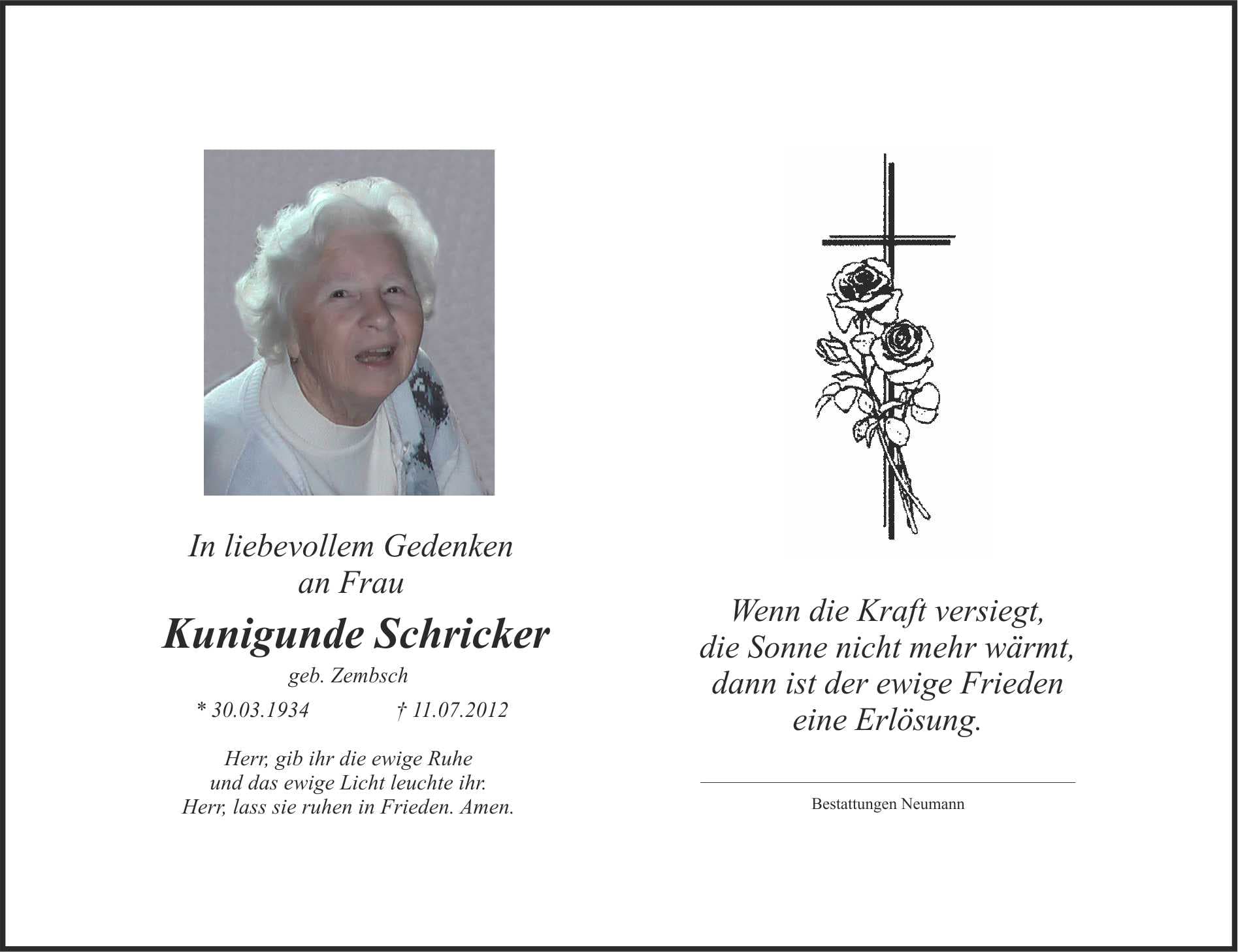 Frau Kunigunde Schricker