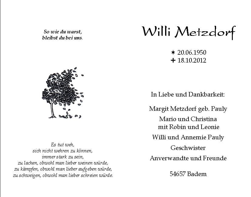Herr Willi Metzdorf
