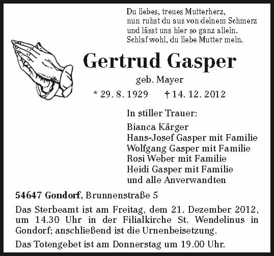 Frau Gertrud Gasper