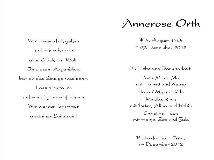 Frau Annerose Orth