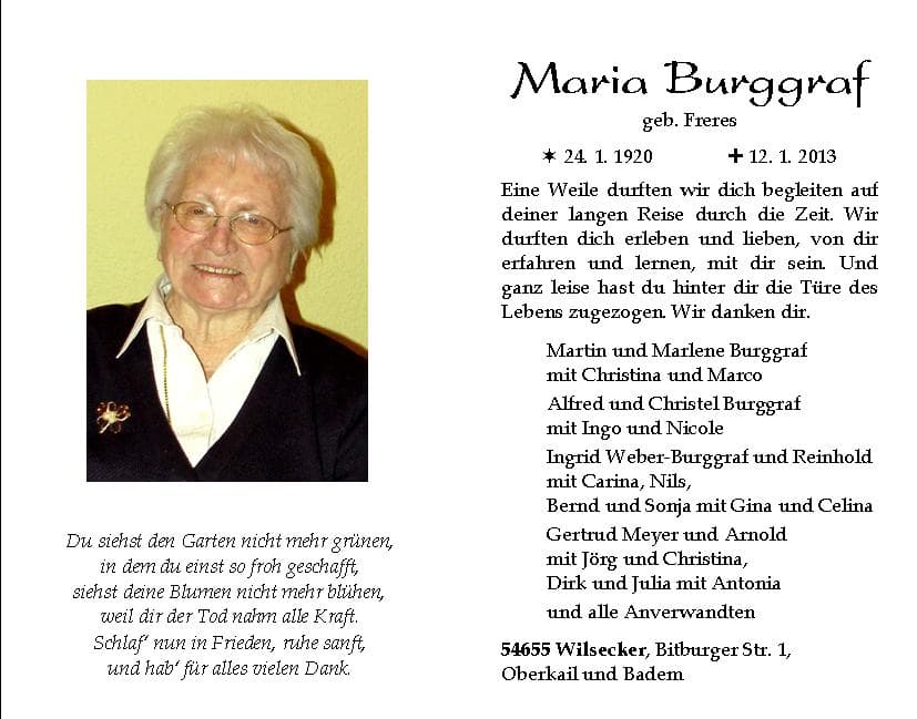 Frau Maria Burggraf