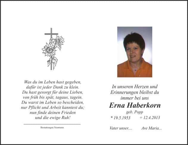 Frau Ernestine Haberkorn