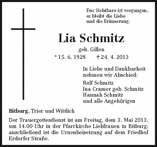 Frau Lia Schmitz