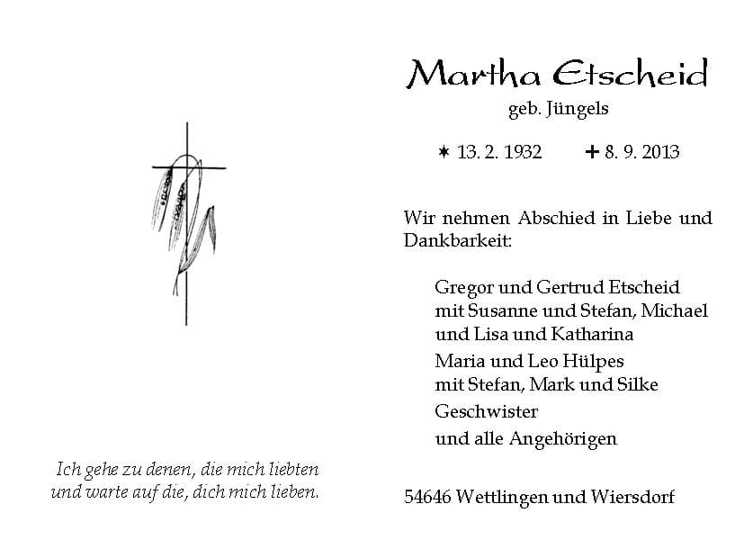 Frau Martha Etscheid