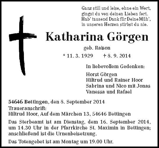 Frau Katharina Görgen