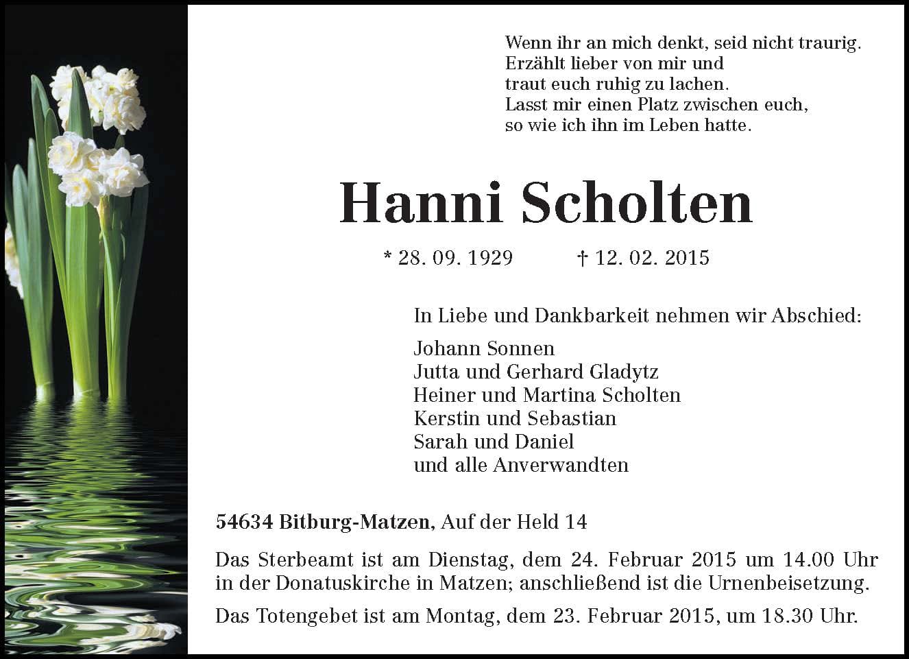 Frau Hanni Scholten