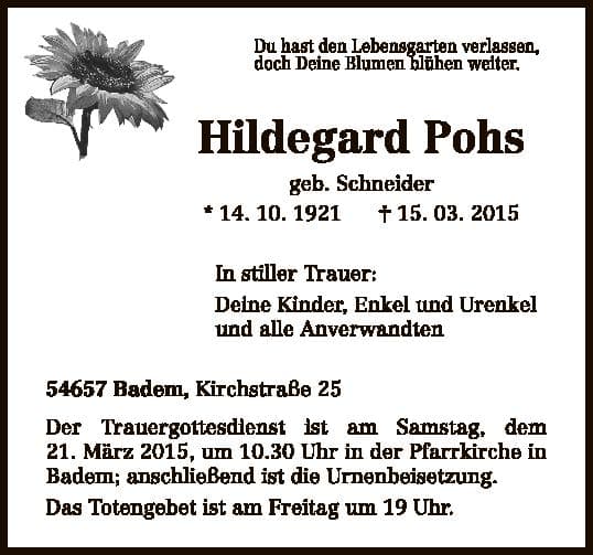 Frau Hildegard Pohs