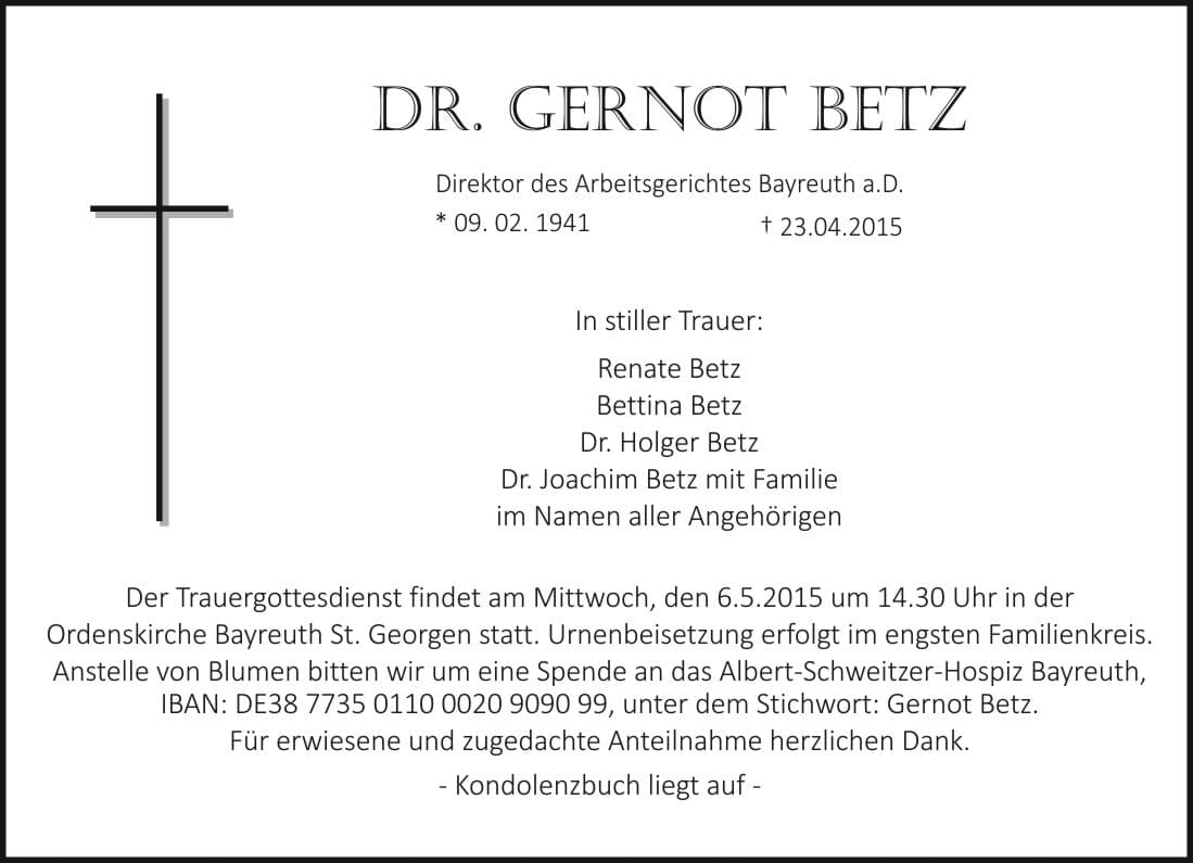 Herr Dr. Gernot Betz