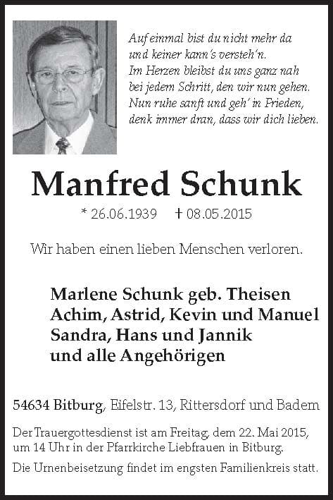 Herr Manfred Schunk