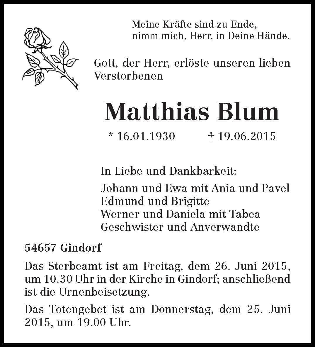 Herr Matthias Blum